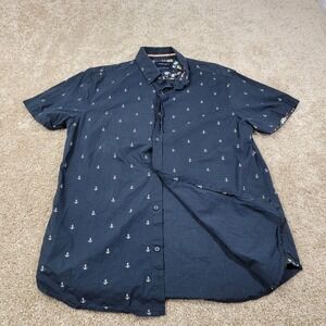 Navy Blue Anchor Print Men's Shirt